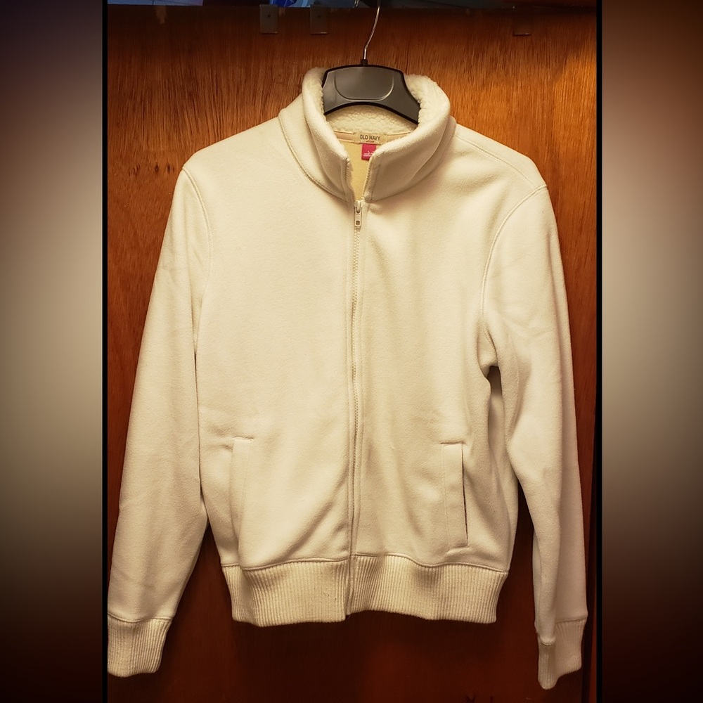 Old Navy Zip-Up Fleece Jacket - Size Large - Cream - $18
